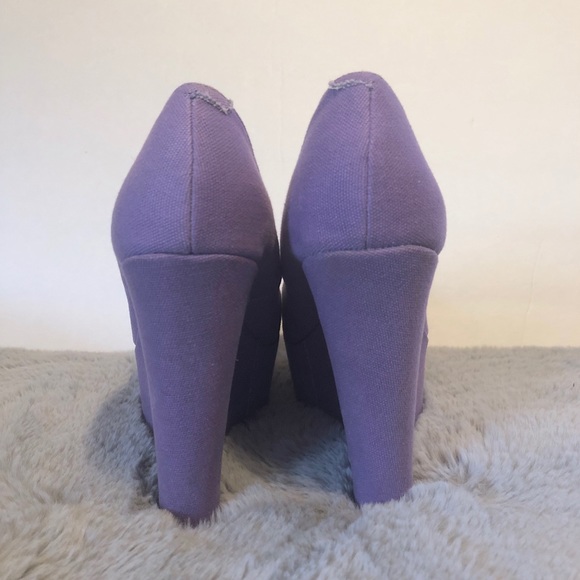 Steve Madden Lilac Peep Toe Platform Wedge Heels - Picture 6 of 8